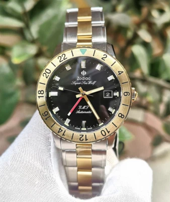Zodiac Super Sea Wolf Automatic Dual Tone GMT Men's Watch ZO9406 - Image 1 of 4