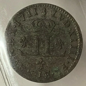 FRENCH COLONIES 30 DENIERS 1711 AA - ICCS VF-20 - Picture 1 of 3