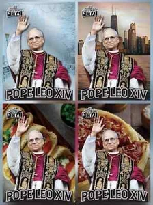Juego de 4 tarjetas de metal hoja Papa León XIV ¡JUEGO COMPLETO! En mano. Numerado. - Imagen 1 de 2