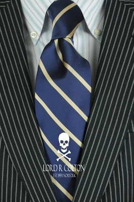 Corbata de estudio Lord R Colton - Corbata de seda a rayas azul marino y dorado - $95 venta al por menor nueva Foto 1 de 4