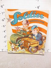 SOLDIER Saalfield 1943 WWII Army jeep tank kids dog comic coloring book unused