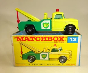 Matchbox RW 13D Dodge Wreck Truck gelb/grün "BP" top in "F" Box - Picture 1 of 10