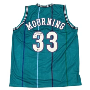 Alonzo Mourning Signed Charlotte Hornets Custom Jersey Beckett Witness BAS COA - Picture 1 of 3