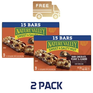 2-PKs Nature Valley Chewy Granola Bars, Dark Chocolate Peanut & Almond, 15 Bars - Picture 1 of 1