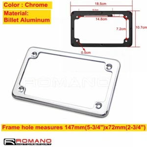 Telaio Targa Cromato 4"x7" Supporto Numeri Staffe Targhetta Copri per Moto - Foto 1 di 8