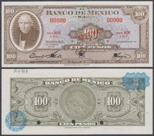 Banco De Mexico, RARE! SPECIMEN - 100 Pesos - SPECIMEN RARE!, 1963, UNC, P-61(s)