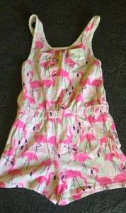 GIRLS 7 GYMBOREE PINK FLAMINGO TANK TOP ROMPER - Picture 1 of 3