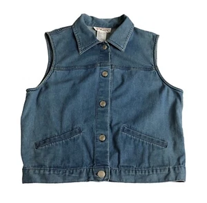 Vintage Talbots Vest Womens Small Blue Jean Denim 90s Y2K Button Front Pockets - Picture 1 of 15