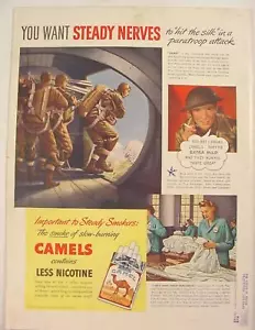 1942 Camel Cigarettes PARATROOPERS WWII Print Ad ~ Paratroop Attack - Picture 1 of 1