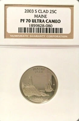 2003-S CLAD MAINE QUARTER GRADED PF 70 ULTRA CAMEO BY NGC - Image 1 of 2