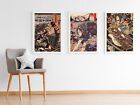 Set of 3 Japanese Repro Samurai Art Prints Posters Pictures Utagawa Kuniyoshi