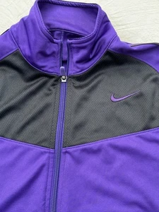 Nike Full Zip Long Sleeve Women Small Purple Black Swoosh Track Running Active - Picture 1 of 8
