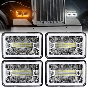 4pcs 4x6" LED Headlights Hi/Lo DRL For Kenworth T800 W900 Peterbilt 357 379 378 - Foto 1 di 12