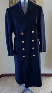 Vintage US Navy Officer's Bridge Coat Navy Peacoat 100% Wool Heavy Eagle Buttons - Picture 1 of 10