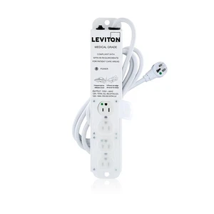 Tira de alimentación de grado médico Leviton 5304M-1N7 15A 125V 4 salidas, longitud de cable de 7 pies - Imagen 1 de 1