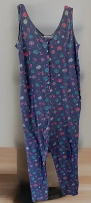 Laura Ashley VTG  Romper Overalls Floral Cottage core Covered Buttons Size S — 第 1/4 张图片