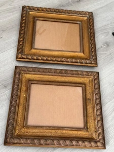 Vintage Holz vergoldet Goldrahmen Used Paar (2 insgesamt) mit Glas für 8x10 - Bild 1 von 9