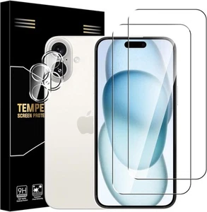 Protector de pantalla de vidrio templado para iPhone 16e/15/14 Pro Max Plus cobertura completa - Imagen 1 de 10