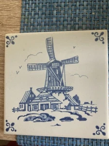 Fliese Delfter Motiv blau weiß Kachel  11 cm - Bild 1 von 2