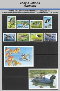 Turks & Caicos - 1990, Birds, Sc#859-868, MNH - Cat. $29,75 - Imagen 1 de 1