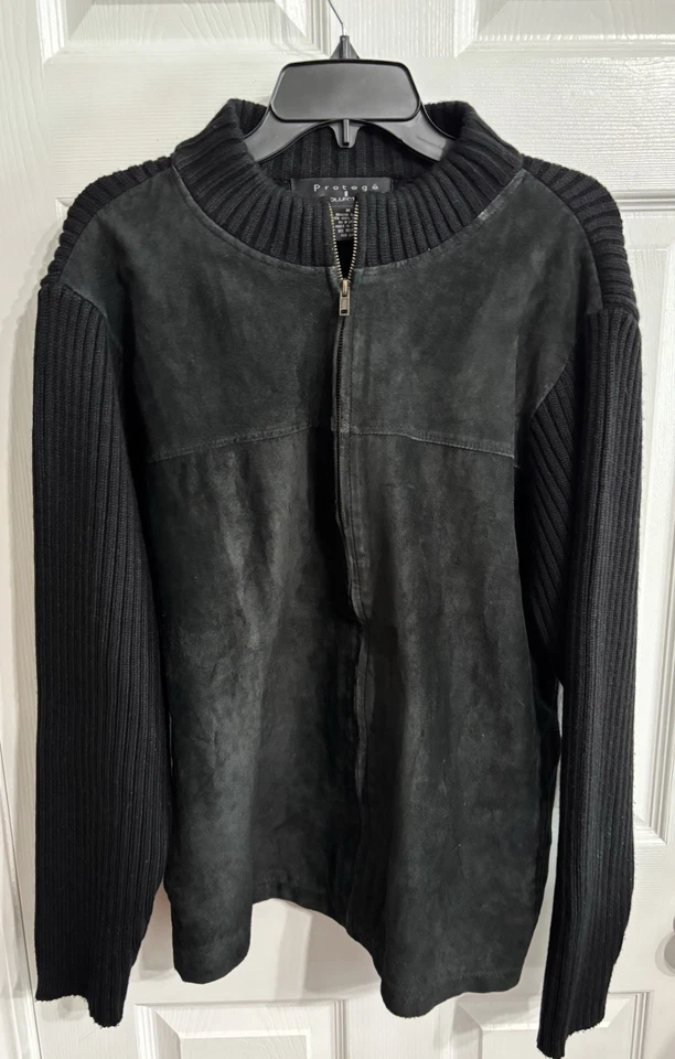 Chaqueta Jersey Hombre Colección Protégé Acanalada Cremallera Negra Talla Mediana Foto 1 de 4