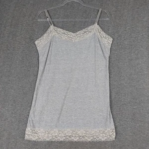 Markenlos Damen Y2K hellgrau adrett feminin zierlich Spitzenbesatz Trägertop Größe XXL - Bild 1 von 5