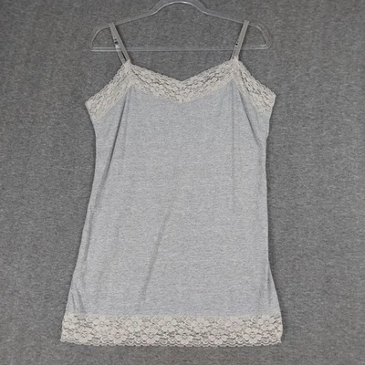 SIN MARCA MUJER Y2K GRIS CLARO PREPPY FEMENINO DELICADO ENCAJE RIBETE CAMI TALLA XXL Foto 1 de 4