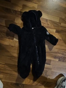 UNISEX $75 REEBOK BABY BLACK FUZZY SNOWSUIT SIZE 0-3M - Picture 1 of 3