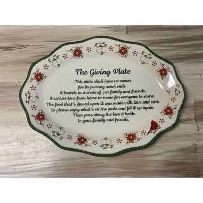 Plato de vidrio navideño novedad "The Giving Plate" Temp-Tations nuevo sin caja Foto 1 de 4