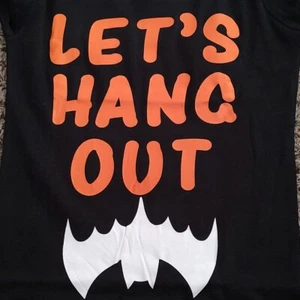 Let's Hang Out Kid's Children Graphic Tee T-shirt Holiday Seasonal Bat Black - Picture 1 of 6