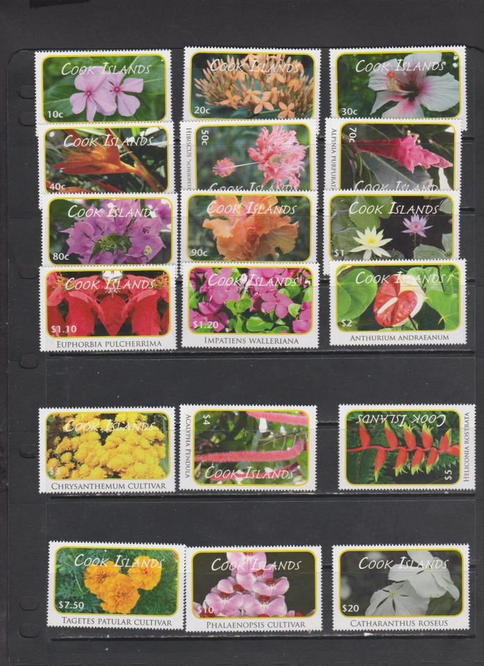 Islas Cook 2010 Flores Completo 18 V Set MNH por escaneo Foto 1 de 1