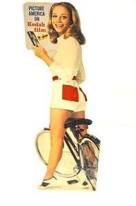 Vintage Kodak Store Display Bicycle Girl Advertising Stand Up 18" A6-892 - Picture 1 of 12