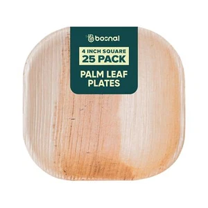 Palm Leaf Biodegradable Plates 4 Inch Square 25 Pcs Compostable Bamboo And Wood  - Picture 1 of 9