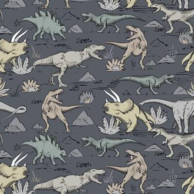 Dinosaurier Dino 100% Baumwollstoff 0,5m Stoff Kinderstoff Meterware Nähen BB041 - Bild 1 von 4