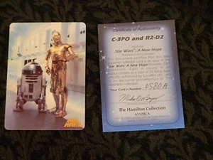Vintage Star Wars C-3PO and R2-D2 Hamilton Collection Porcelain Card w/ COA - Picture 1 of 4