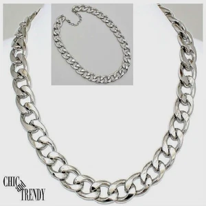 CLEARANCE STATEMENT HEAVY 10 OZ WIDE RHODIUM CHAIN HIGH QUALITY NECKLACE JEWELRY - Picture 1 of 5