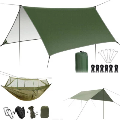 2 Person Camping Hammock With Mosquito Net And Tent Tarp Outdoor Waterproof  Mat - Image 1 of 4