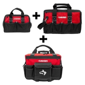 Husky Rolling Tool Bag Wheeled+Zippered Top W/ 18" Tool Bag+12" Tool Bag Red - Picture 1 of 12