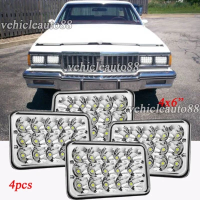 4pcs 4x6" Led Headlights High Low Beam fit Pontiac Parisienne Brougham 1975-1985 - Image 1 of 4