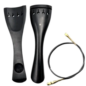 Black Ebony wood Double Bass Tailpiece with Gut, Upright Bass Tail Piece Good - Picture 1 of 1