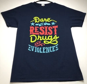 T-Shirt Dare Erwachsene Medium M blau kurzarm Schule Widerstand Drogen Gewalt Tee - Bild 1 von 9