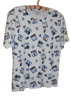 Camiseta Top Lisa International XL De Colección Para Mujer Blanca Lentejuelas, Faros Foto 1 de 4