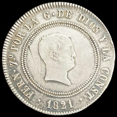 1821 UG SILVER SPAIN 10 REALES FERDINAND VII COIN MADRID MINT - Image 1 of 2
