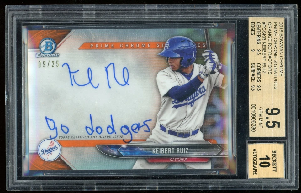 Keibert Ruiz 2018 Bowman Chrome Auto #d /25 Prime Chrome BGS 9.5 10 Dodgers Nats - Image 1 of 2