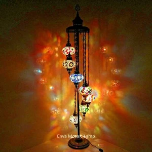 Türkisch marokkanische Glas Mosaik mehrfarbige Tiffany -Stehlampe - 7 Globus - Bild 1 von 7