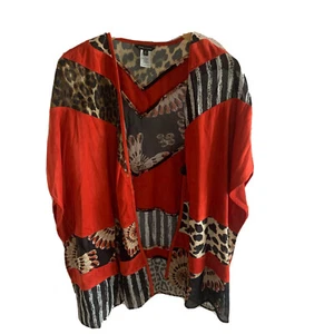 John Mark open front Ruana poncho Mixed Fabric Women’s Size medium Leopard Print - Picture 1 of 8