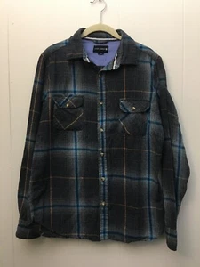 Ocean Current Shirt Mens Medium L/S Button Up Plaid Flannel Blue Gray - Picture 1 of 10