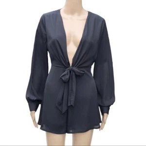 Lumiere black NWT short romper with plunging neckline Sz s - Picture 1 of 14