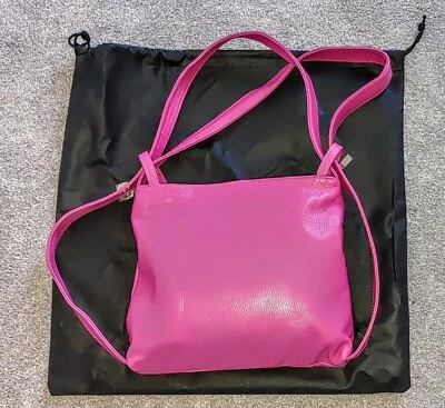 HERMOSO BOLSO ITALIANO DE CUERO GENUINO LAURA Di MAGGIO ROSA BRILLANTE NUEVO. Nuevo sin etiquetas Foto 1 de 4