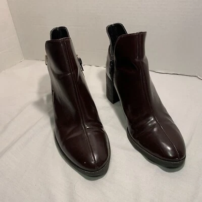 Botines Zara Trafaluc Negro/Borgoña Tacón Grueso Talla EU: 37 US: 6.5 Foto 1 de 4